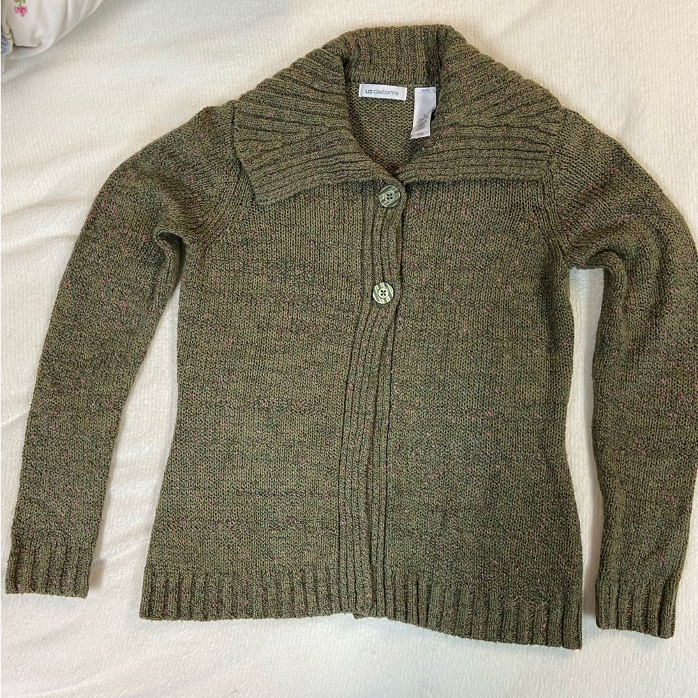 Liz Claiborne Green w/pink heather Sweater